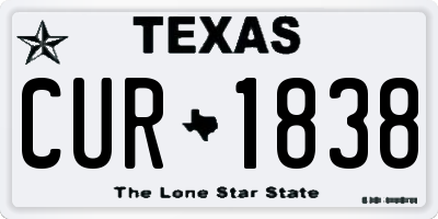 TX license plate CUR1838