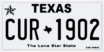 TX license plate CUR1902