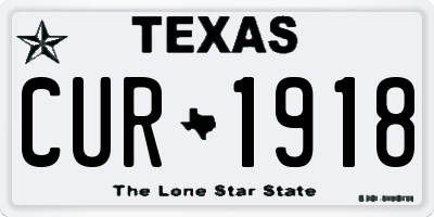 TX license plate CUR1918