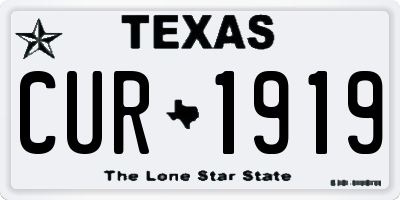 TX license plate CUR1919