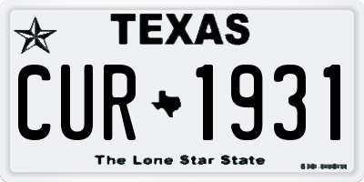 TX license plate CUR1931