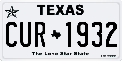 TX license plate CUR1932