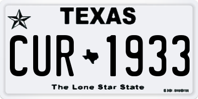 TX license plate CUR1933