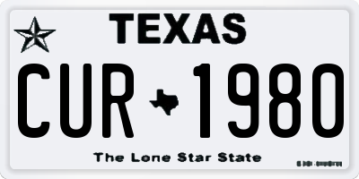 TX license plate CUR1980
