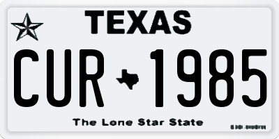 TX license plate CUR1985