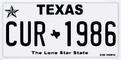 TX license plate CUR1986