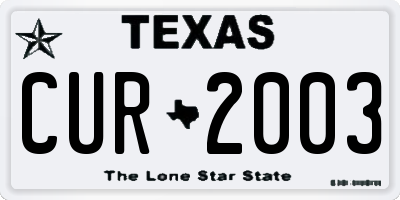 TX license plate CUR2003