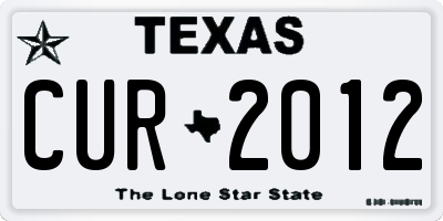 TX license plate CUR2012