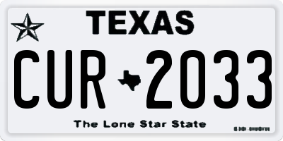 TX license plate CUR2033