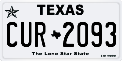 TX license plate CUR2093