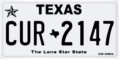 TX license plate CUR2147