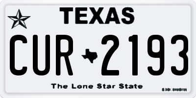 TX license plate CUR2193