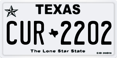 TX license plate CUR2202