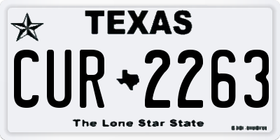 TX license plate CUR2263