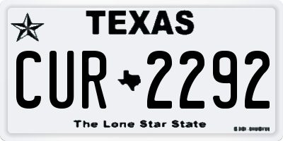 TX license plate CUR2292