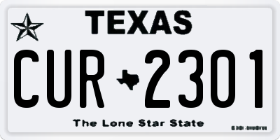TX license plate CUR2301