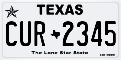 TX license plate CUR2345