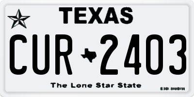 TX license plate CUR2403