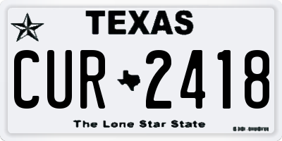 TX license plate CUR2418