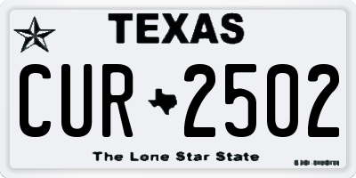 TX license plate CUR2502