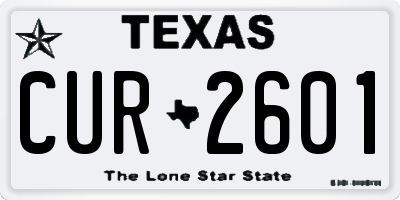 TX license plate CUR2601