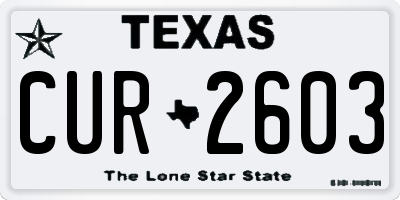 TX license plate CUR2603