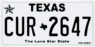 TX license plate CUR2647