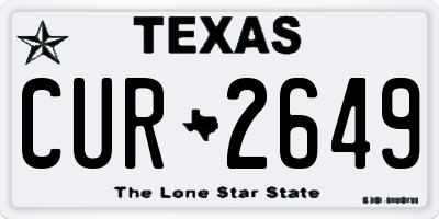 TX license plate CUR2649