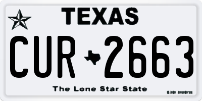 TX license plate CUR2663