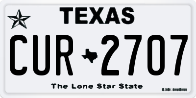 TX license plate CUR2707