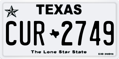 TX license plate CUR2749