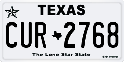 TX license plate CUR2768