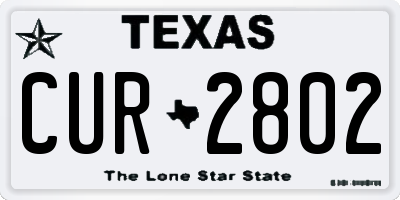 TX license plate CUR2802