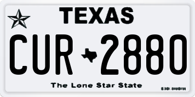 TX license plate CUR2880