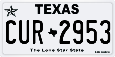 TX license plate CUR2953