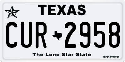 TX license plate CUR2958