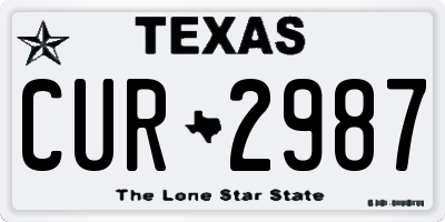 TX license plate CUR2987