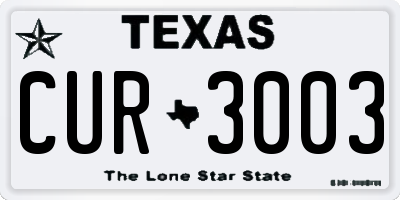 TX license plate CUR3003