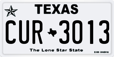 TX license plate CUR3013