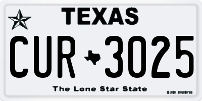 TX license plate CUR3025