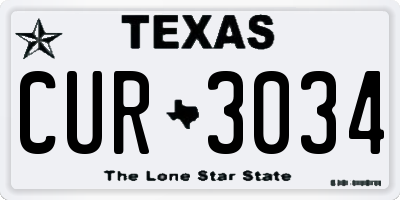 TX license plate CUR3034