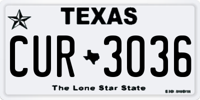 TX license plate CUR3036