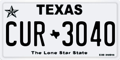 TX license plate CUR3040