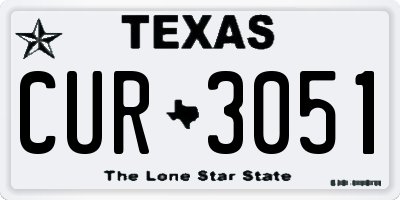 TX license plate CUR3051