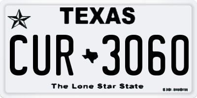 TX license plate CUR3060