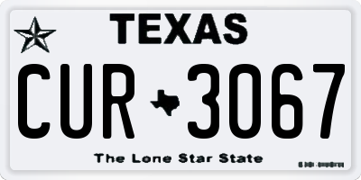 TX license plate CUR3067