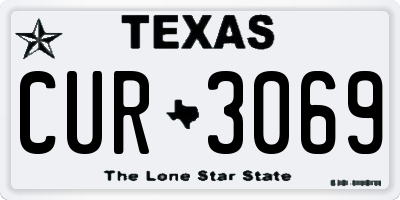 TX license plate CUR3069