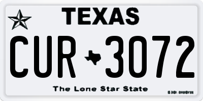 TX license plate CUR3072
