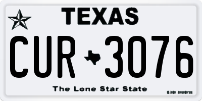 TX license plate CUR3076