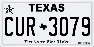 TX license plate CUR3079